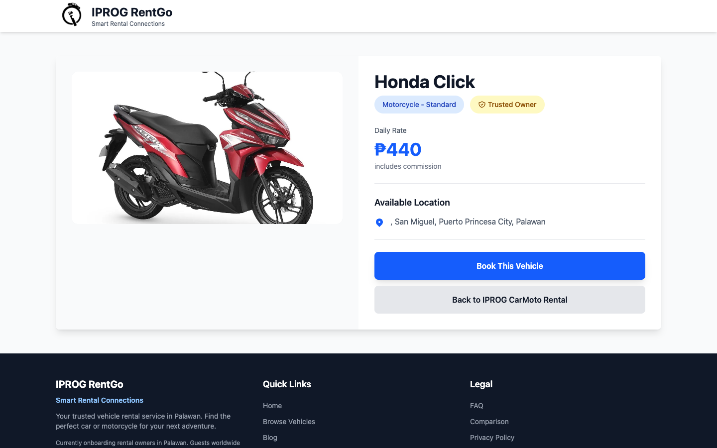 Step 2 screenshot - Vehicle details