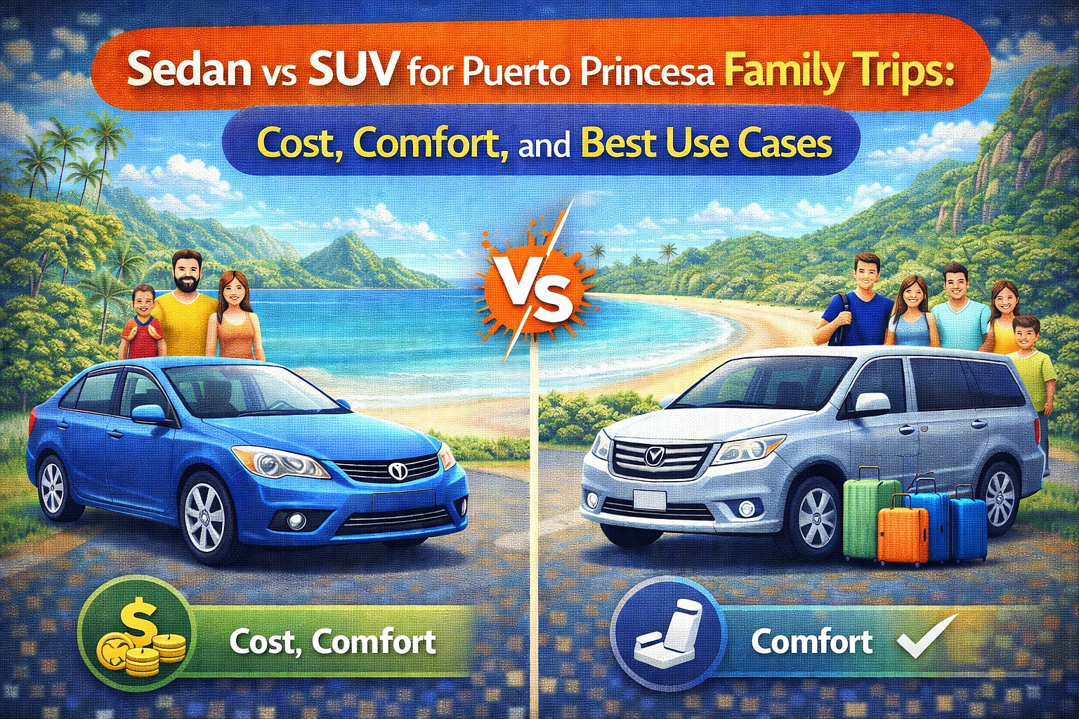 Sedan vs SUV for Puerto Princesa Family Trips: Cost, Comfort, and Best Use Cases