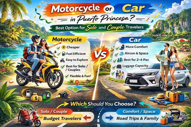 Motorcycle or Car in Puerto Princesa? Best Option for Solo and Couple Travelers